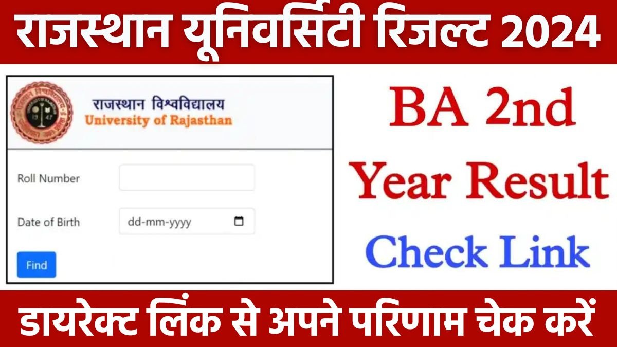 Rajasthan University BA 2nd Year Result 2024